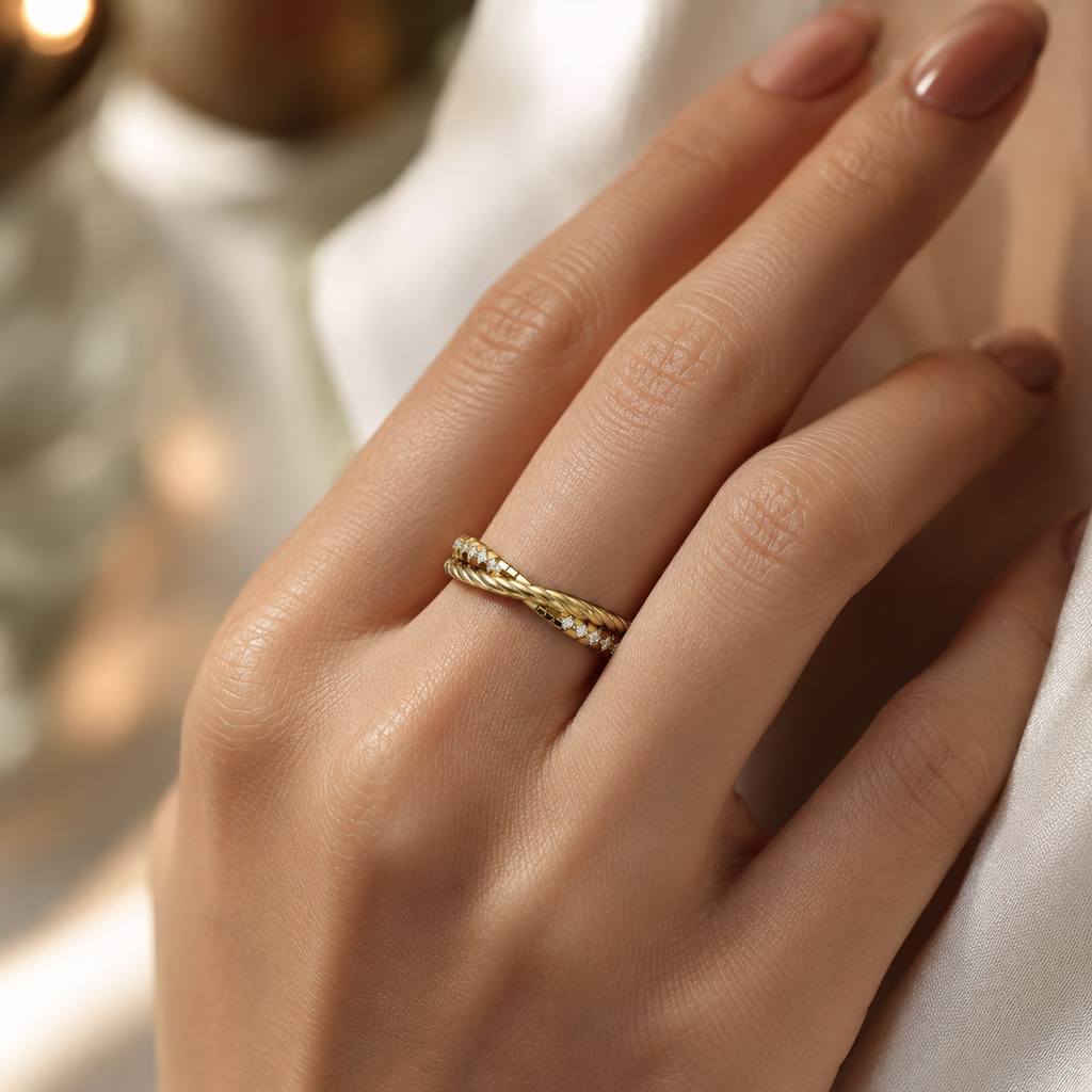 18K Gold & Silver CVD Diamond Ring | VVS Clarity Fine Ring