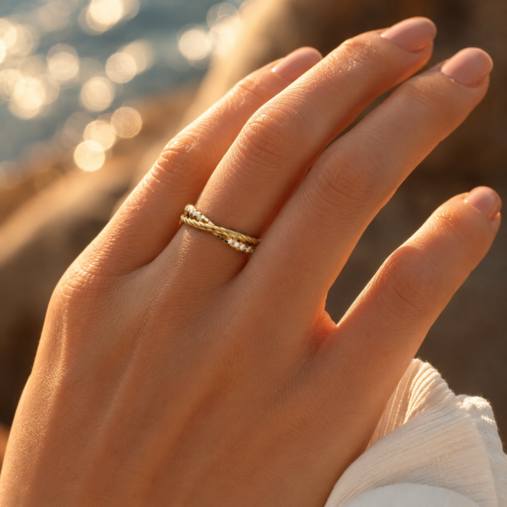 18K Gold & Silver CVD Diamond Ring | VVS Clarity Fine Ring