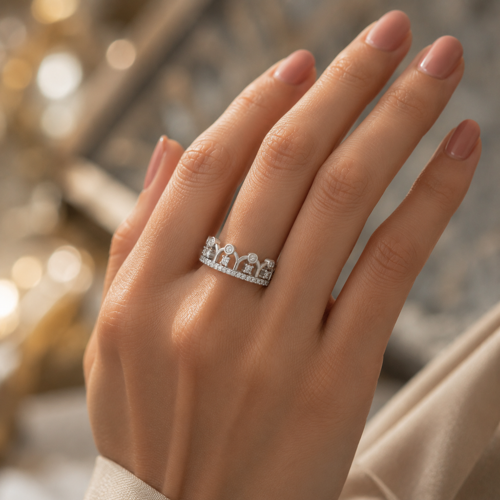 Sterling Silver Diamond Ring | CVD VVS Round Cut Ring