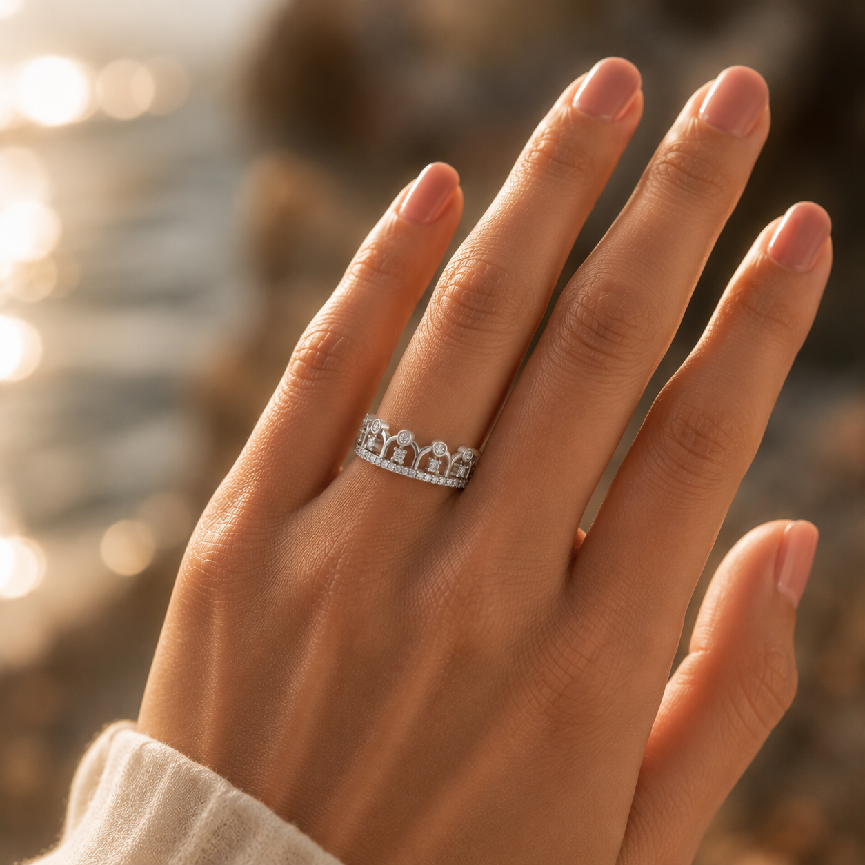 Sterling Silver Diamond Ring | CVD VVS Round Cut Ring