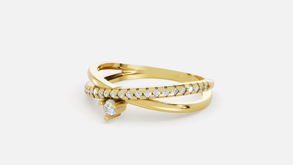 18K Gold CVD Diamond Ring VVS EF Elegant Fine Jewelry