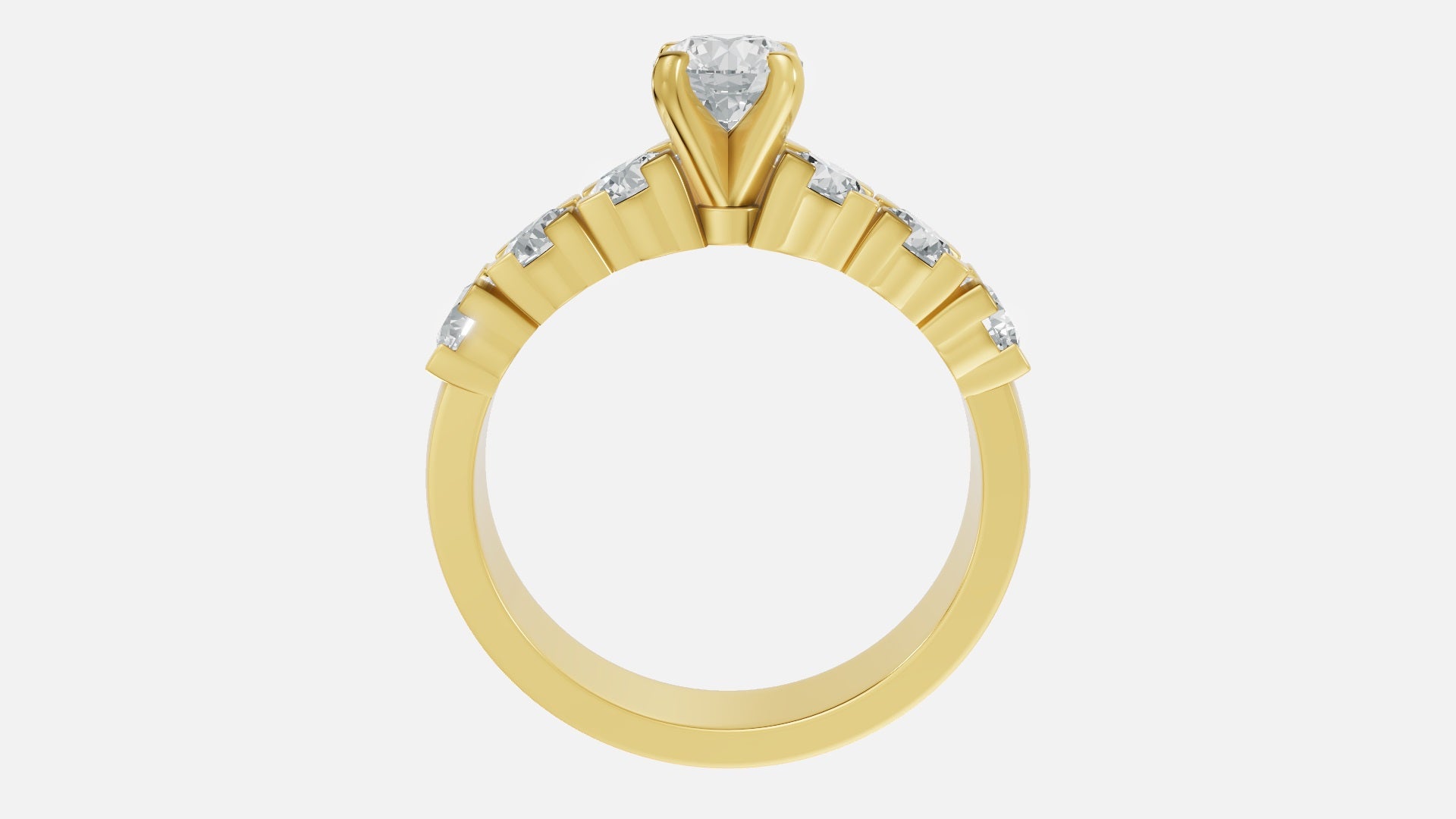 18K Gold CVD Diamond Engagement Ring VVS EF Elegant Band