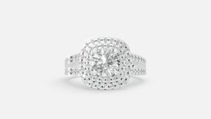Silver Halo Split Shank Diamond Ring – VVS CVD Elegant Design
