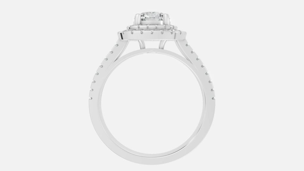 Silver Halo Split Shank Diamond Ring – VVS CVD Elegant Design