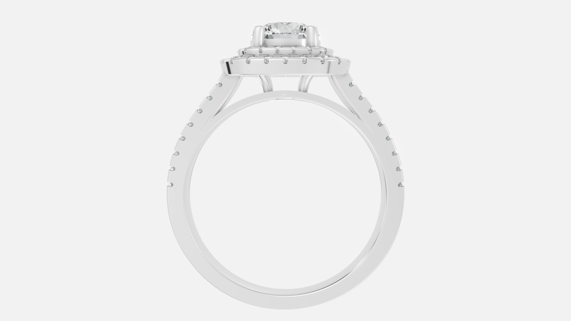 Silver Halo Split Shank Diamond Ring – VVS CVD Elegant Design