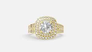 18K Gold Halo Split Shank Diamond Ring – VVS CVD Luxury