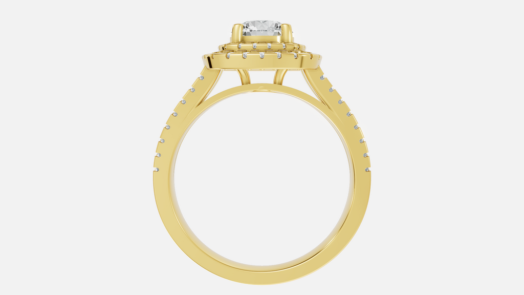 18K Gold Halo Split Shank Diamond Ring – VVS CVD Luxury