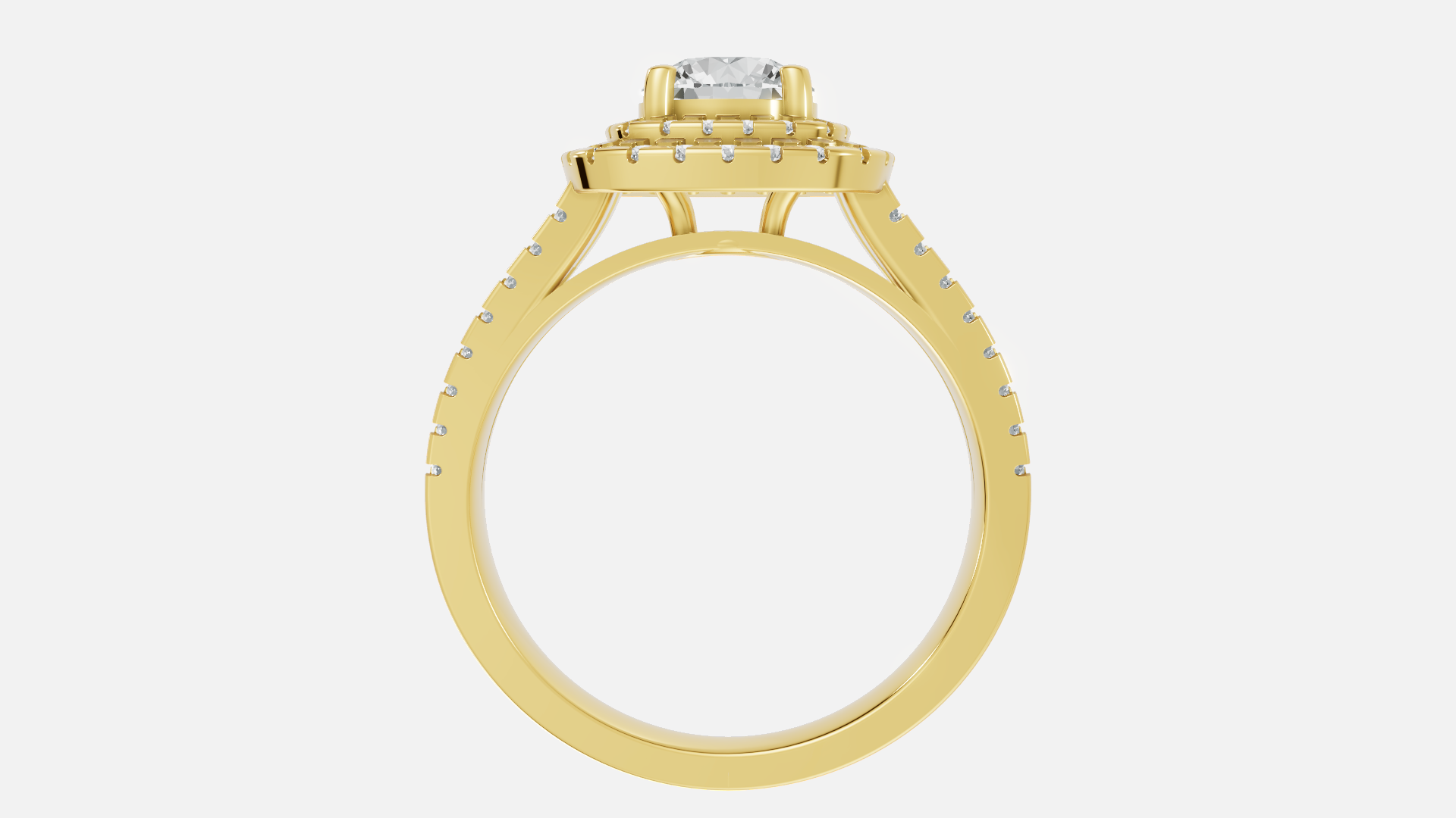 18K Gold Halo Split Shank Diamond Ring – VVS CVD Luxury