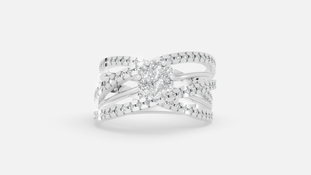 925 Silver Multi Band Diamond Ring – Elegant Solitaire Style