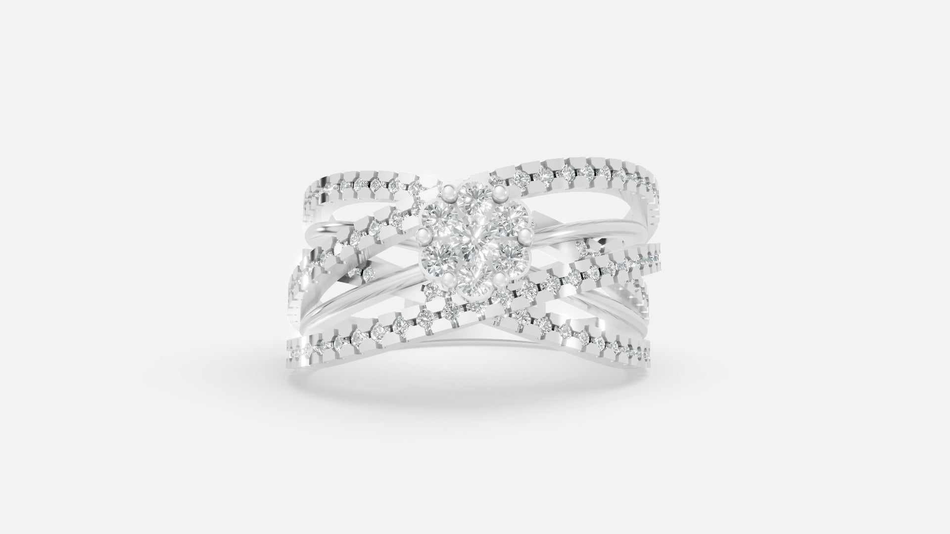 925 Silver Multi Band Diamond Ring – Elegant Solitaire Style