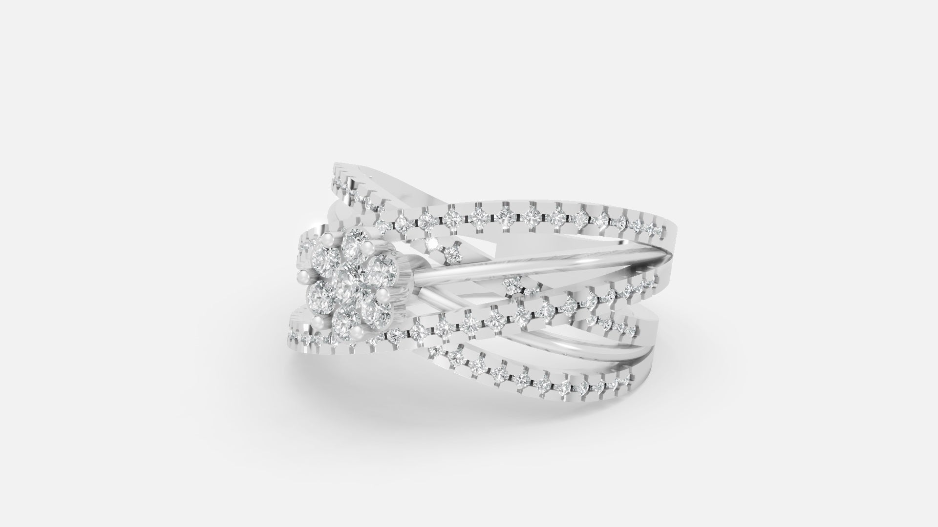925 Silver Multi Band Diamond Ring – Elegant Solitaire Style