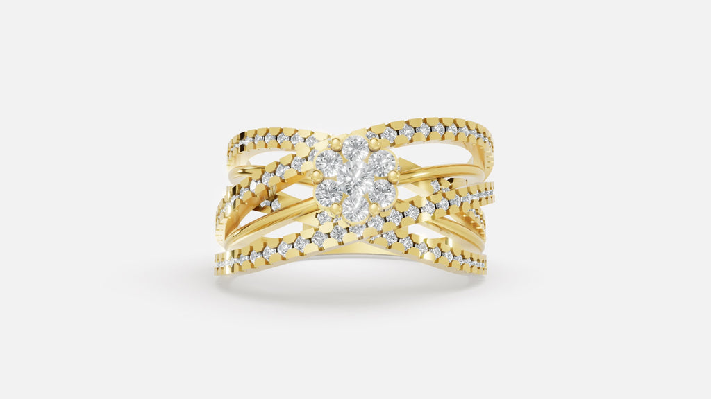 18K Gold Multi Band Solitaire Diamond Ring – Luxury VVS
