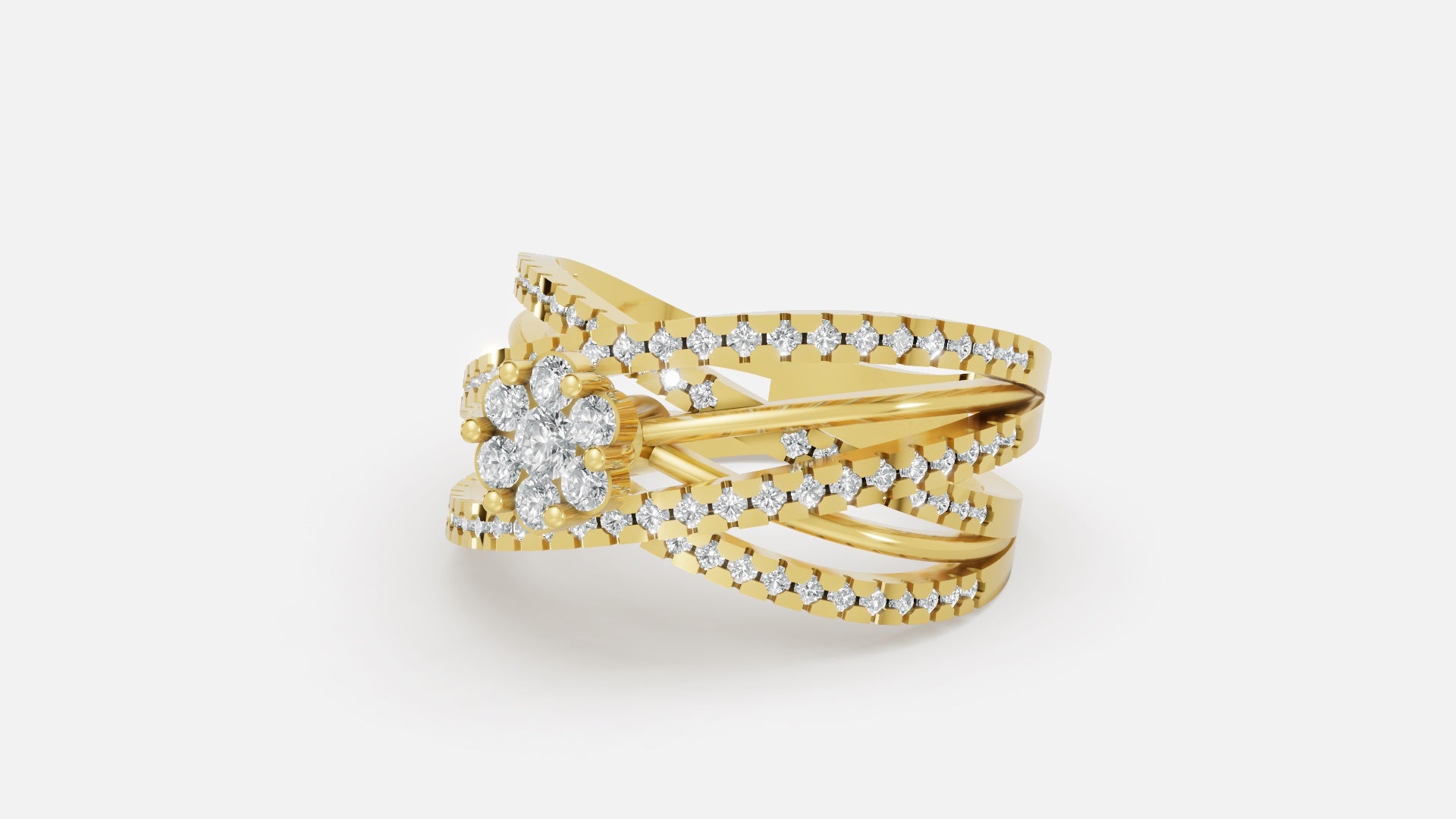 18K Gold Multi Band Solitaire Diamond Ring – Luxury VVS