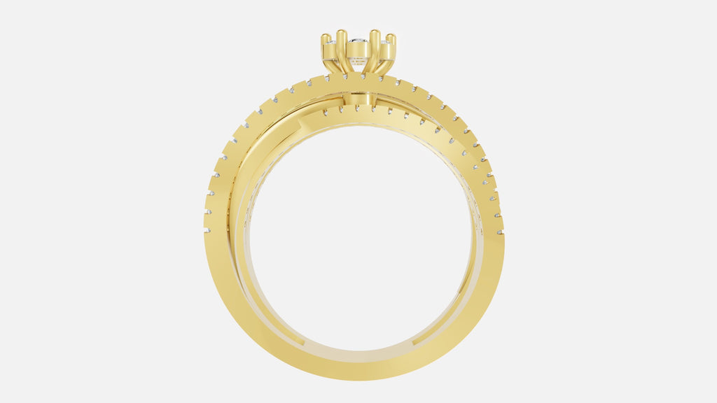18K Gold Multi Band Solitaire Diamond Ring – Luxury VVS