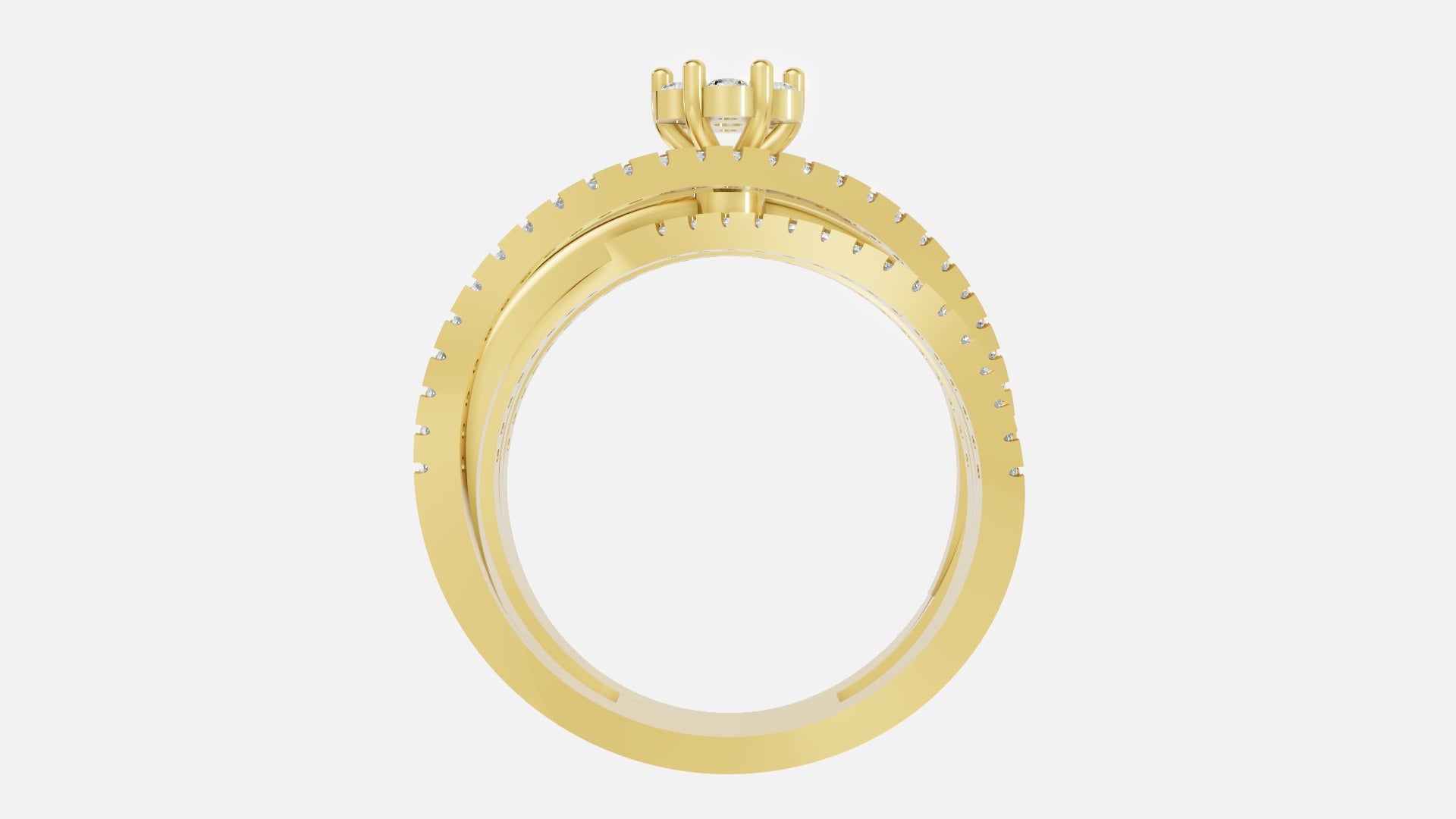 18K Gold Multi Band Solitaire Diamond Ring – Luxury VVS