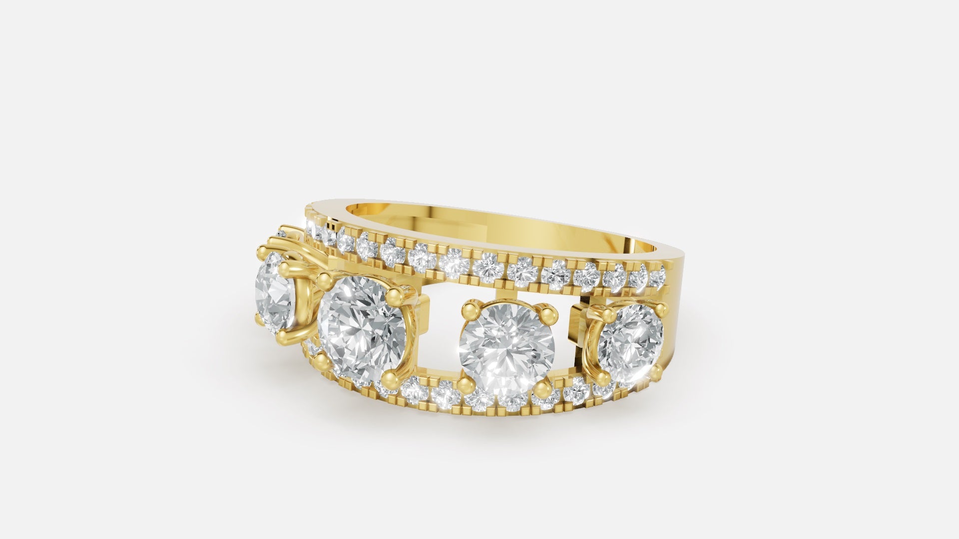 18K Gold CVD Diamond Ring for Women – VVS EF Brilliant Cut