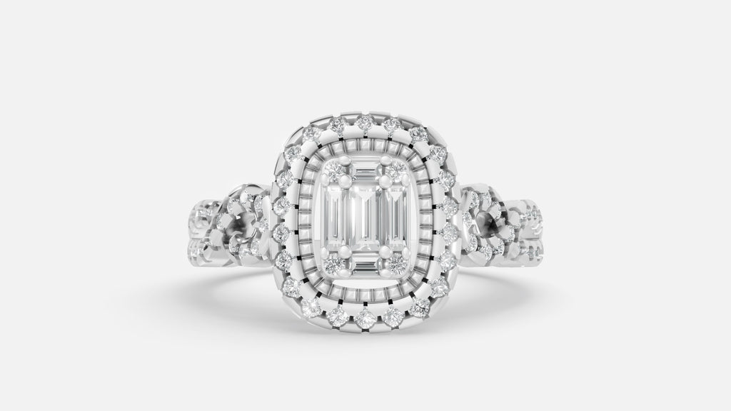925 SILVER Halo Split Shank Diamond Ring | VVS CVD Luxury Ring