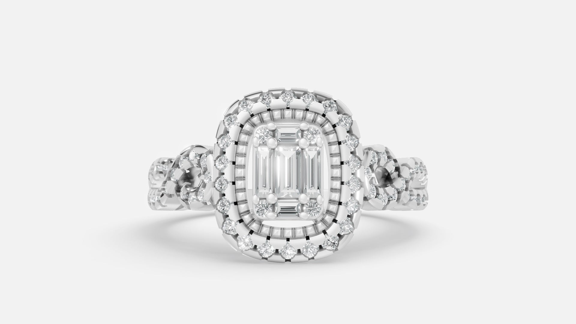 925 SILVER Halo Split Shank Diamond Ring | VVS CVD Luxury Ring