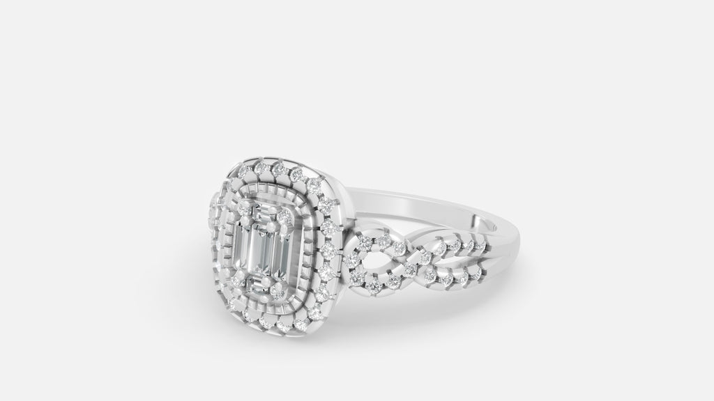 925 SILVER Halo Split Shank Diamond Ring | VVS CVD Luxury Ring
