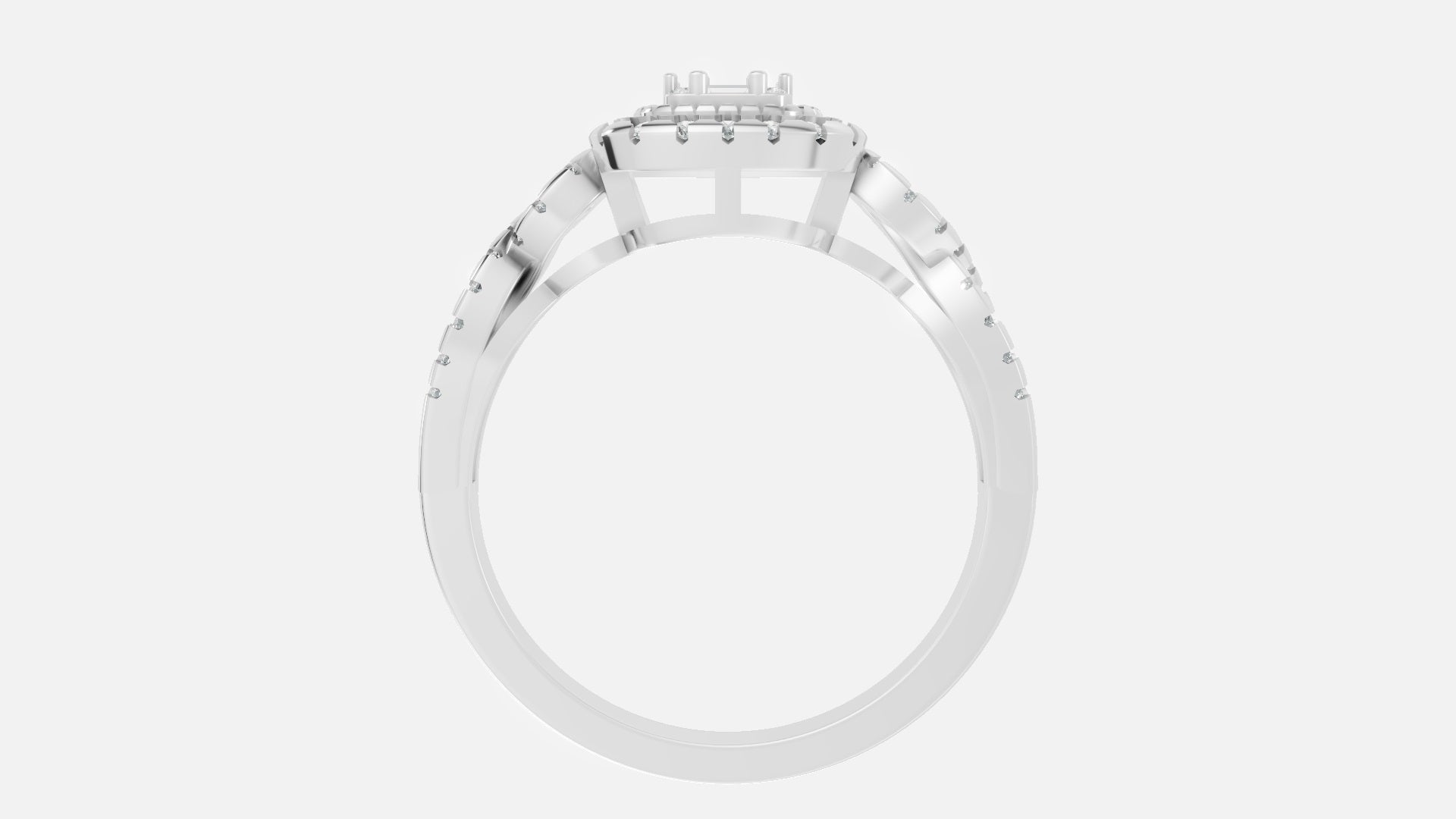 925 SILVER Halo Split Shank Diamond Ring | VVS CVD Luxury Ring