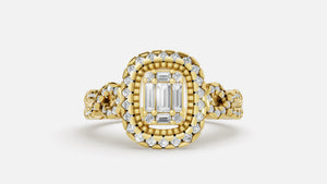 18K Gold Halo Split Shank Diamond Ring | VVS CVD Luxury Ring