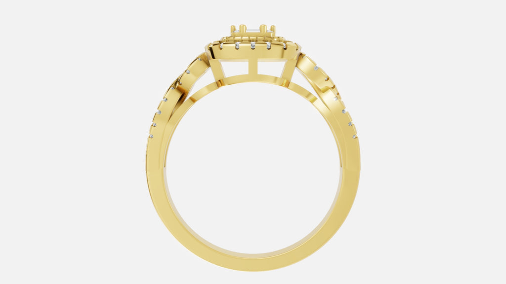 18K Gold Halo Split Shank Diamond Ring | VVS CVD Luxury Ring