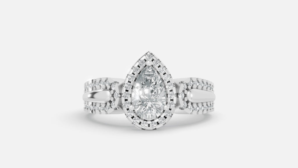 925 Silver CVD Diamond Engagement Ring VVS EF PEAR Cut