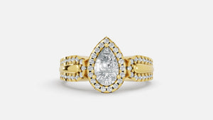 18K Gold CVD Diamond Engagement Ring VVS EF PEAR Cut