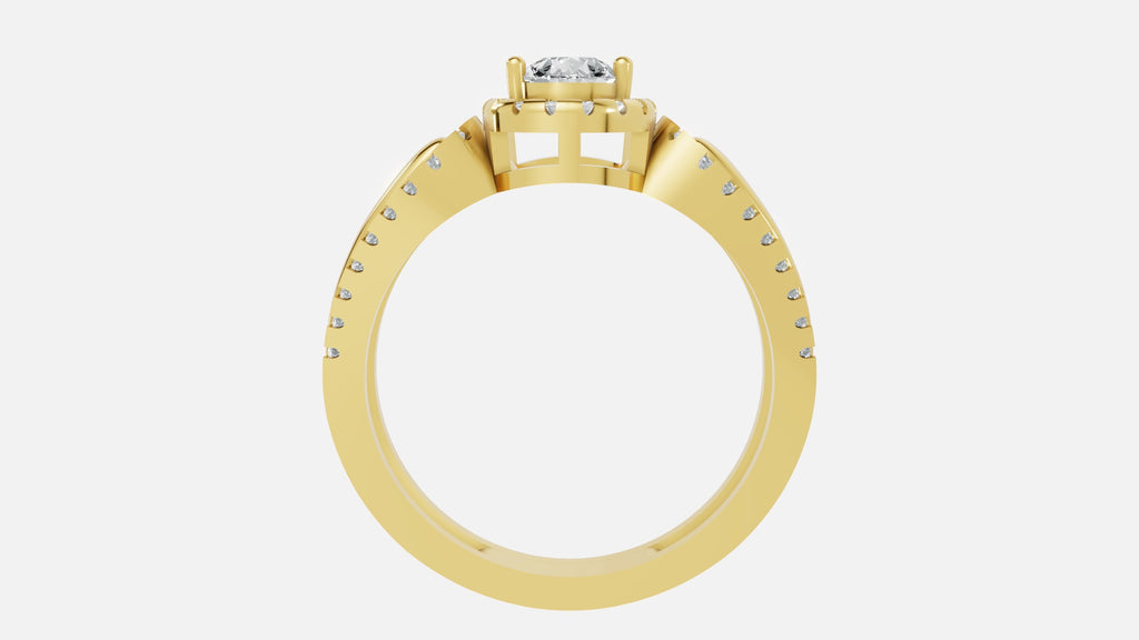 18K Gold CVD Diamond Engagement Ring VVS EF PEAR Cut