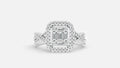 925 Silver CVD Diamond Halo Split Shank Ring (0.62 Ct)