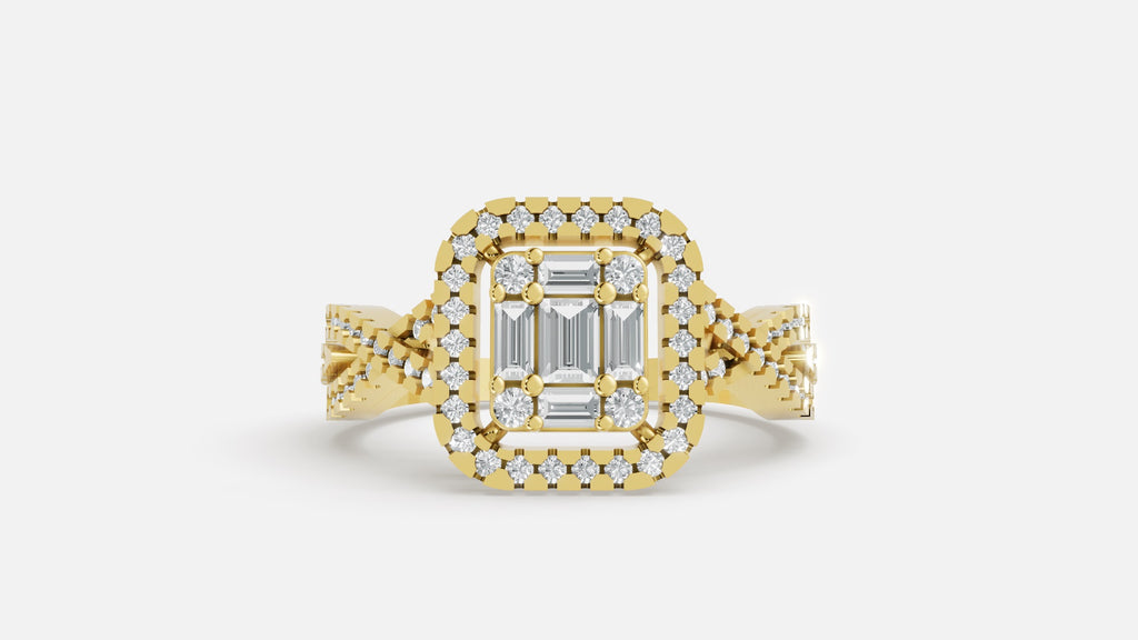 18K Gold CVD Diamond Halo Split Shank Ring (0.62 Ct)