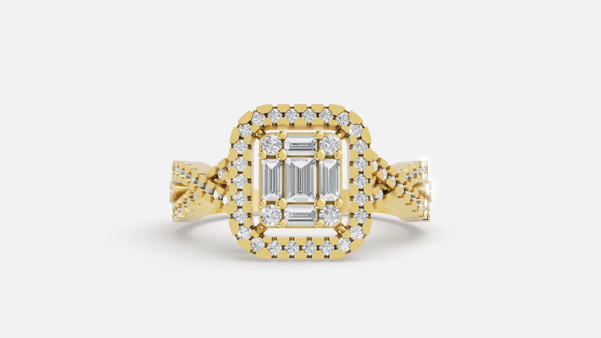 18K Gold CVD Diamond Halo Split Shank Ring (0.62 Ct)
