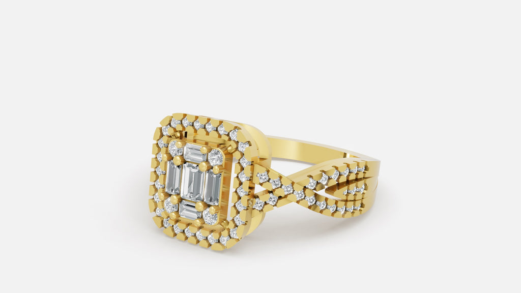 18K Gold CVD Diamond Halo Split Shank Ring (0.62 Ct)