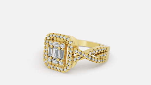 18K Gold CVD Diamond Halo Split Shank Ring (0.62 Ct)