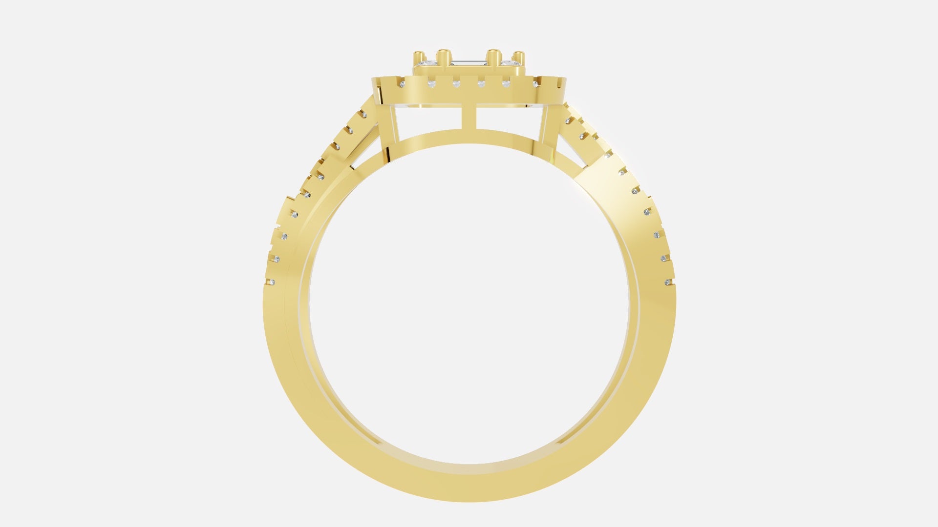 18K Gold CVD Diamond Halo Split Shank Ring (0.62 Ct)