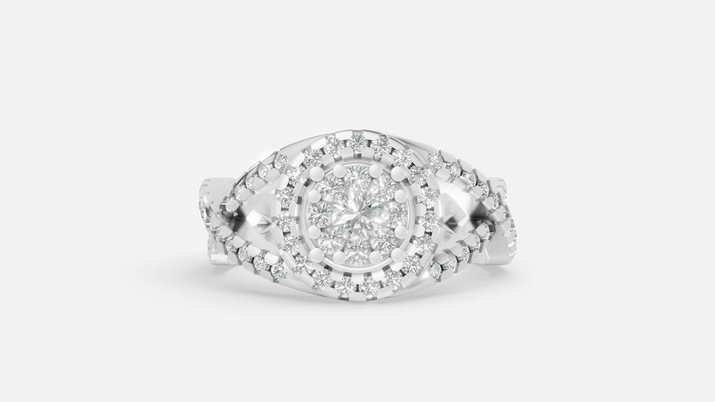 925 SILVER Halo Split Shank CVD Diamond Ring VVS (0.61 Ct)