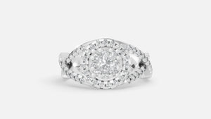 925 SILVER Halo Split Shank CVD Diamond Ring VVS (0.61 Ct)