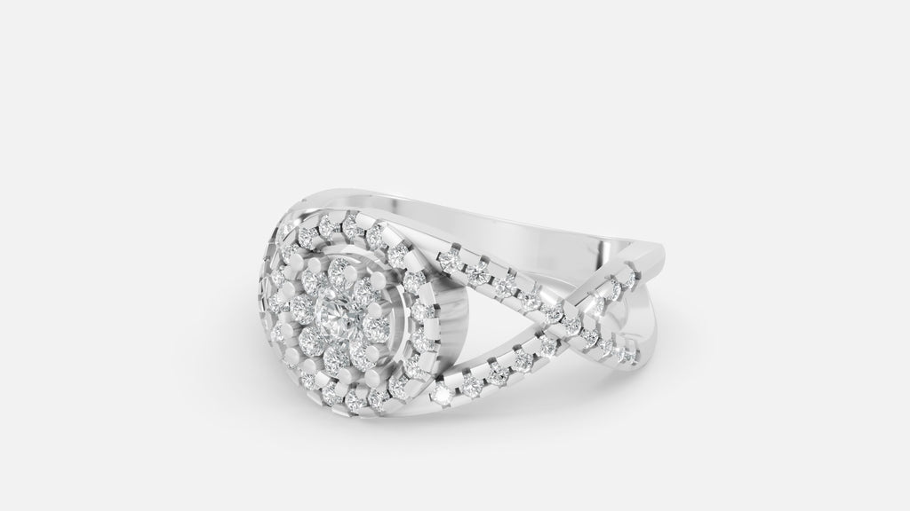 925 SILVER Halo Split Shank CVD Diamond Ring VVS (0.61 Ct)