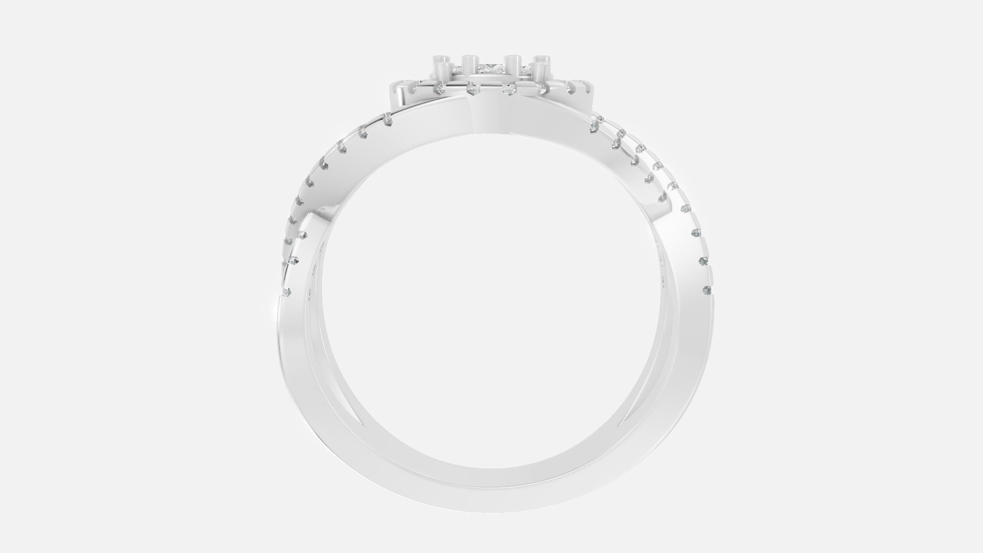 925 SILVER Halo Split Shank CVD Diamond Ring VVS (0.61 Ct)