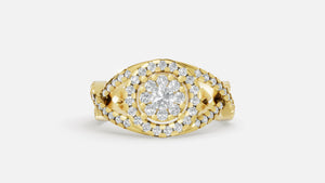 18K Gold Halo Split Shank CVD Diamond Ring VVS (0.61 Ct)