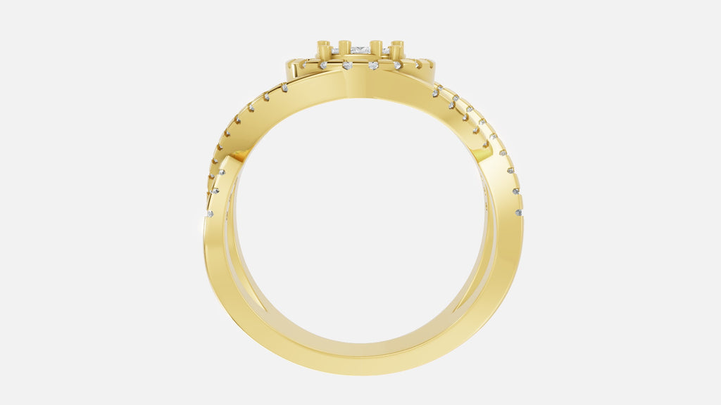 18K Gold Halo Split Shank CVD Diamond Ring VVS (0.61 Ct)