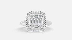 Silver Halo CVD Diamond Ring VVS EF | Elegant Statement Ring