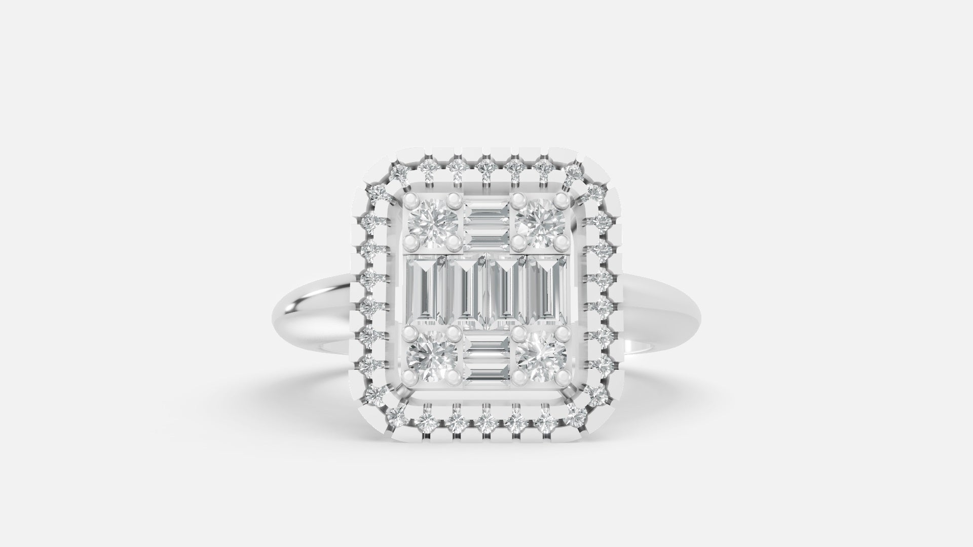 Silver Halo CVD Diamond Ring VVS EF | Elegant Statement Ring
