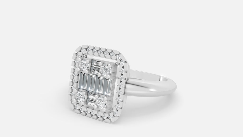 Silver Halo CVD Diamond Ring VVS EF | Elegant Statement Ring