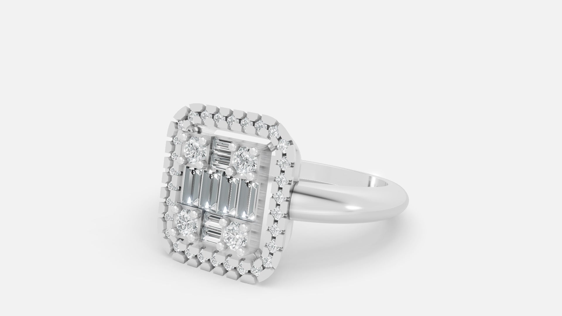 Silver Halo CVD Diamond Ring VVS EF | Elegant Statement Ring