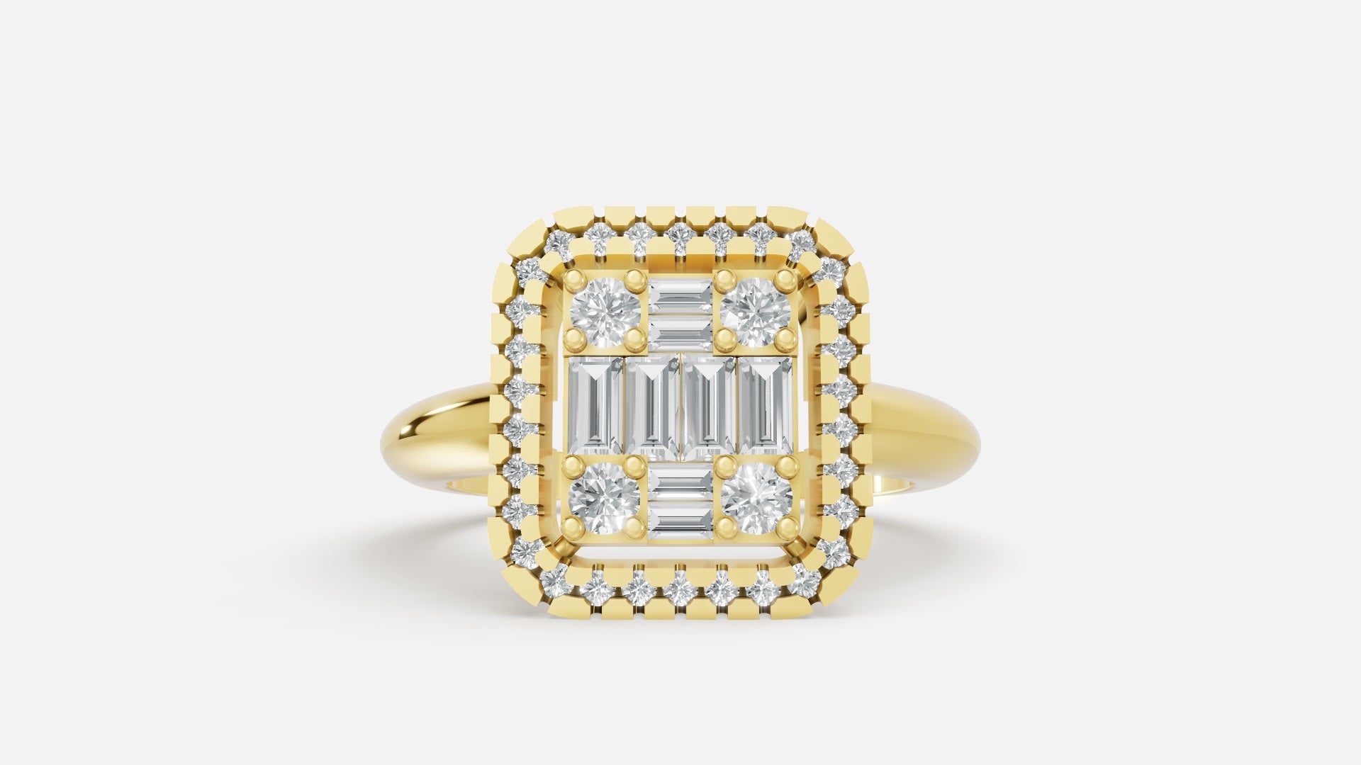 18K Gold Halo CVD Diamond Ring VVS EF | Luxury Engagement Ring