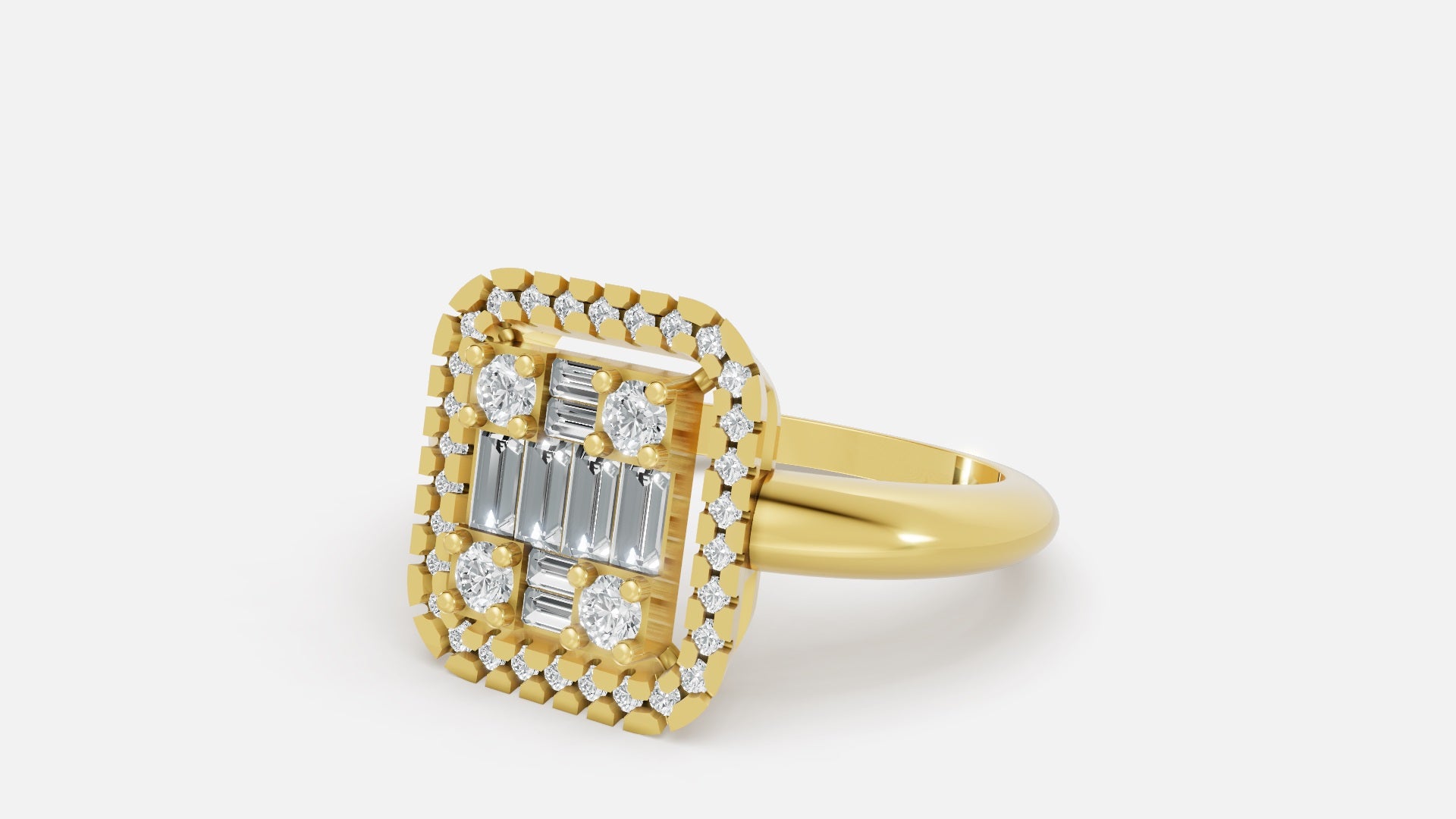 18K Gold Halo CVD Diamond Ring VVS EF | Luxury Engagement Ring