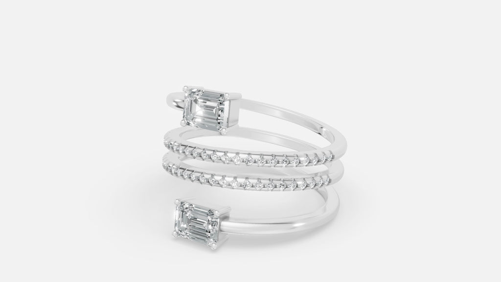 925 Silver Multi-Band CVD Diamond Ring | VVS EFG Sparkle