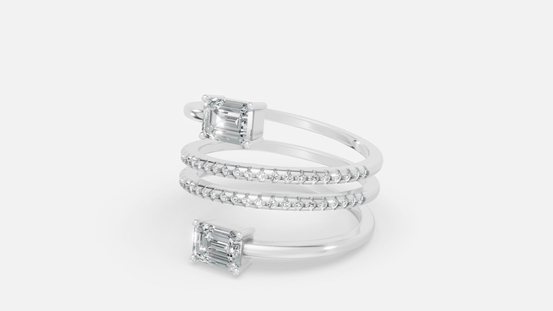925 Silver Multi-Band CVD Diamond Ring | VVS EFG Sparkle