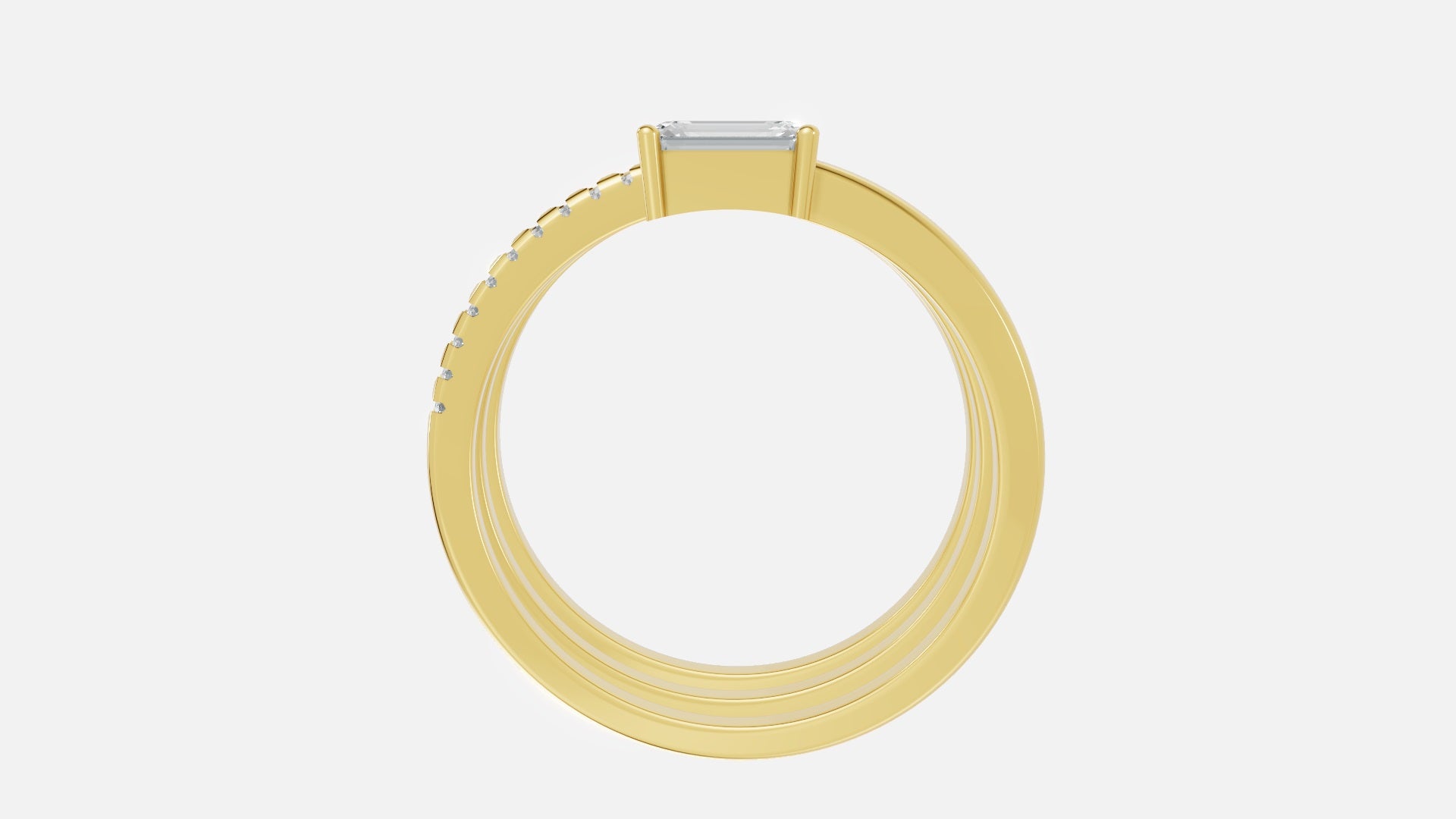 18K Gold Multi-Band CVD Diamond Ring | VVS EFG Certified